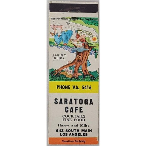 Saratoga Cafe Other - FS Matchbook Cover Saratoga Cafe Los Angeles CA California Hillbilly Cartoon